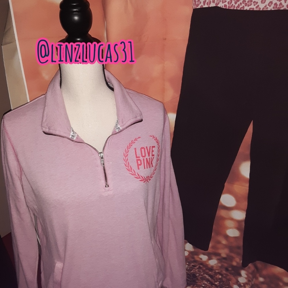 PINK VICTORIA SECRET quarter zip, szM, EUC